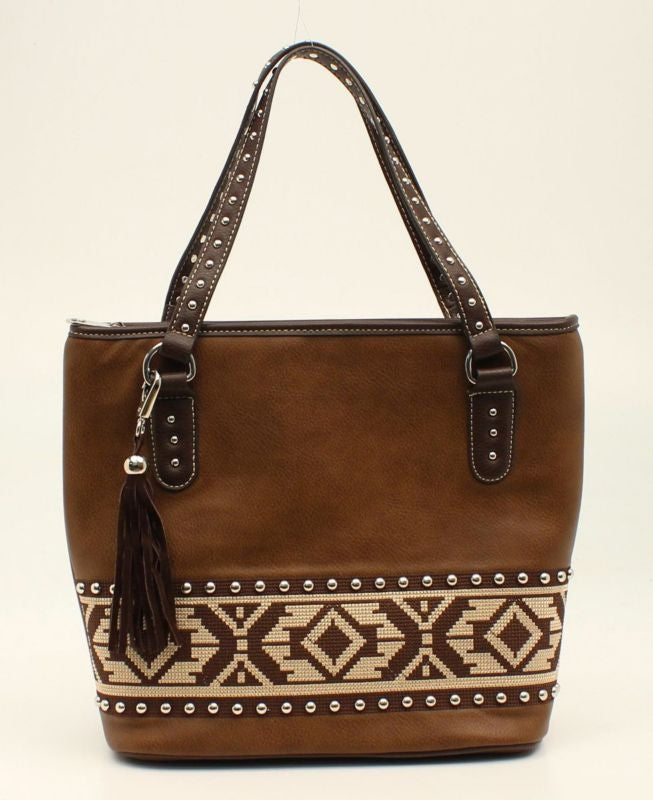 Nocona Shania Aztec Ribbon ToteBk/Wh