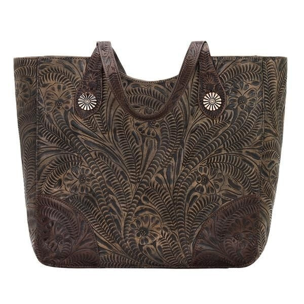 American West Annies Secret Collection Large Hand Tooled Zip Top Conceal Carry Bag