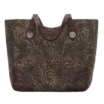 American West Annies Secret Collection Large Hand Tooled Zip Top Conceal Carry Bag