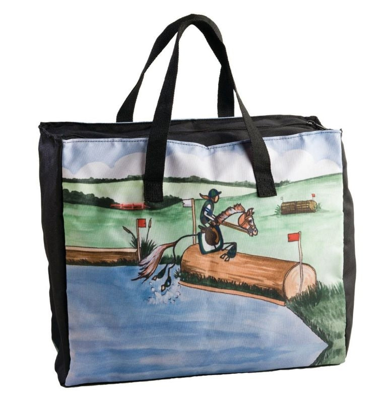 Whimsical Stick Horse Tote-Cross Country 16x13.5x6