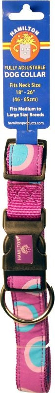 Ribbon Overlay Adj Dog Collar 1x18-26 Circles