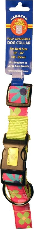Ribbon Overlay Adj Dog Collar 1x18-26 Pnk Floral