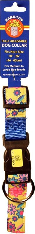 Ribbon Overlay Adj Dog Collar 1x18-26 Lime Floral