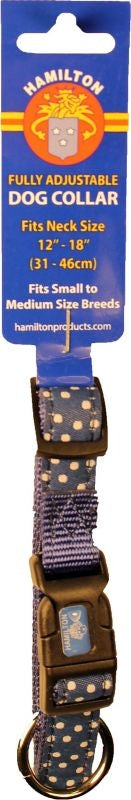 Ribbon Overlay Adj Dog Collar 5/8x12-18 BluDots