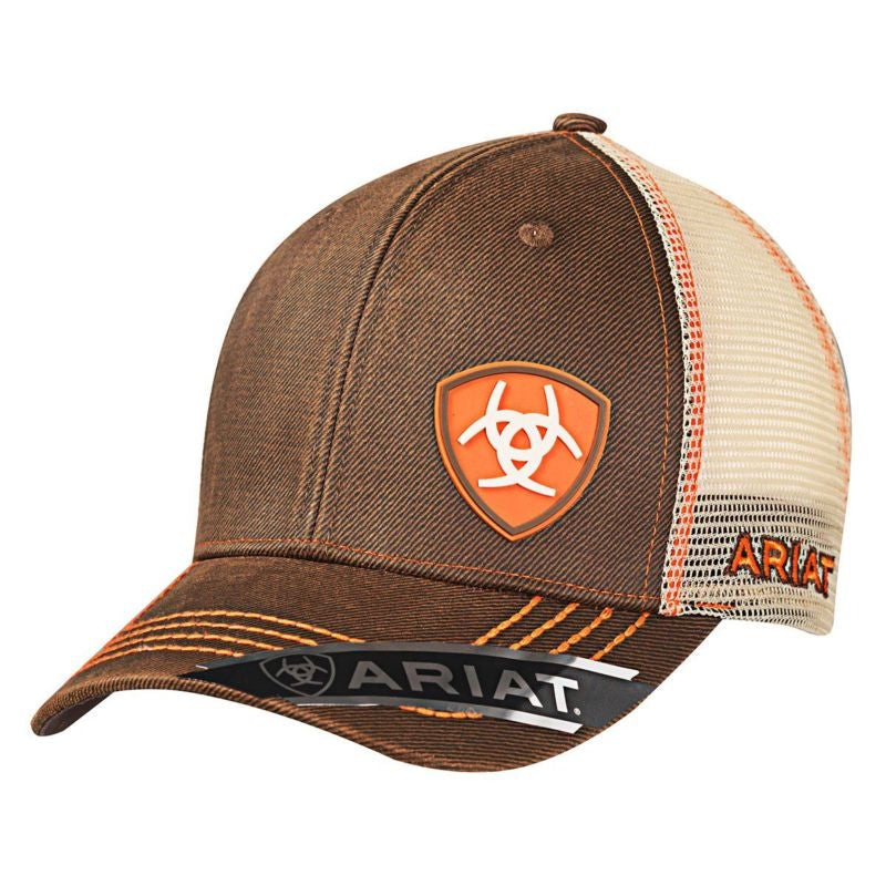 Ariat Mens Oilskin Offset Rubber Logo Hat Brown