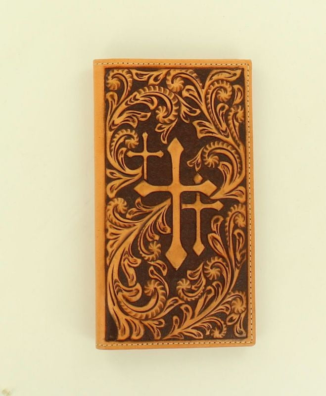 Nocona Rodeo Scroll Embossed Three Cross Wallet
