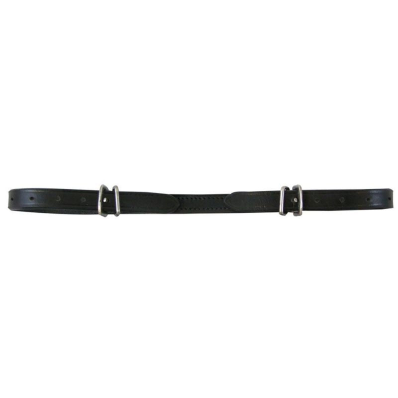Flat Leather Curb Strap Black