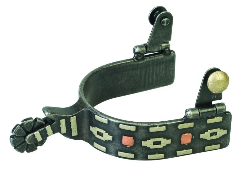 Mens German Silver Aztec Trim/Copper Dots Spur