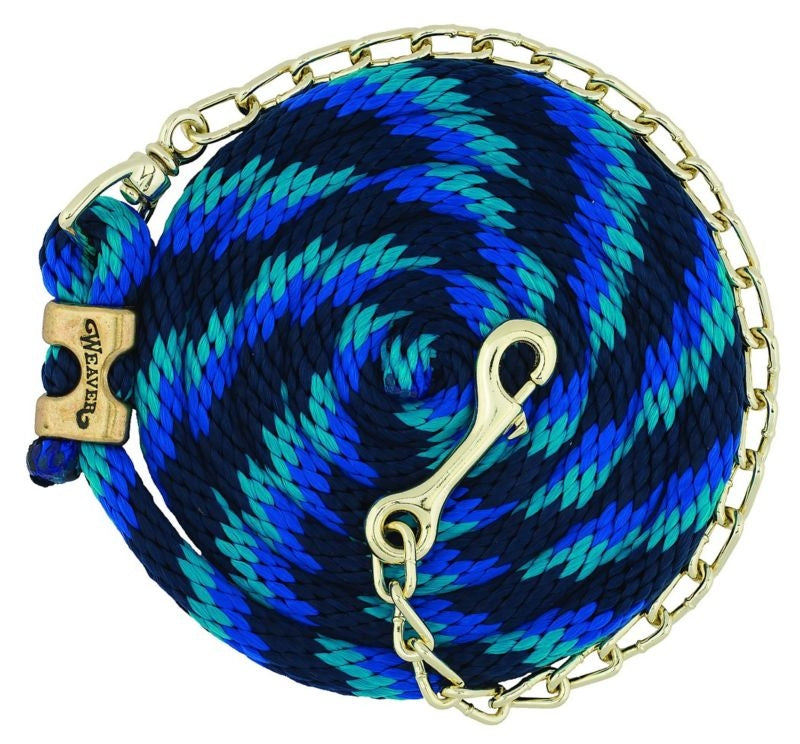 Poly Lead Rope With Brass Plated Swivel Chain 8ft