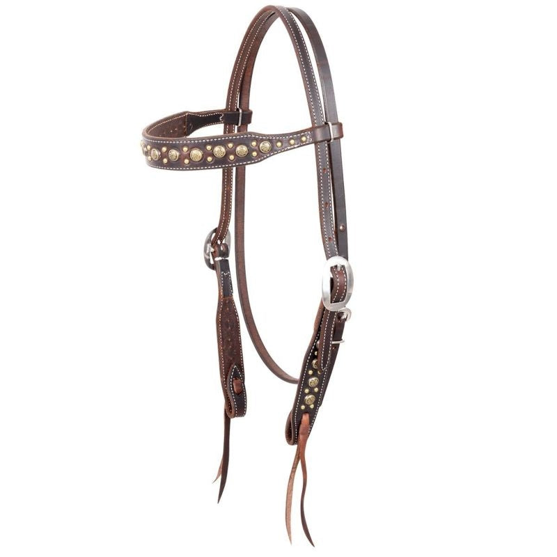 Rustic Gold Sunburst Dots Browband Headstall Brn