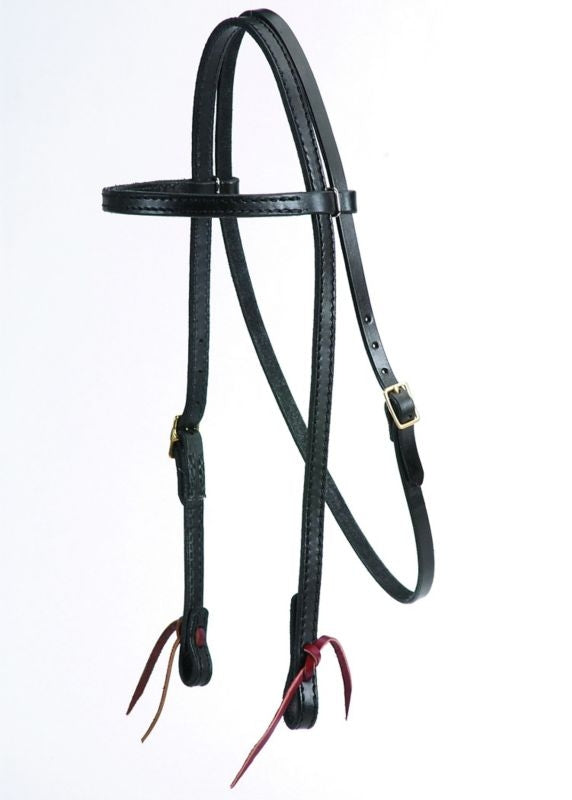 Black Leather Browband Headstall 5/8 Blk