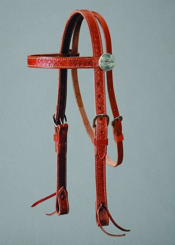 Mahogany Leather BasketStamped Browband Headstall