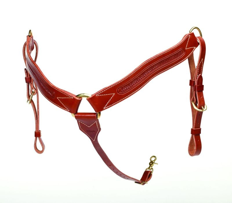 Mahogany Leather Border Tooled Breast Collar Br