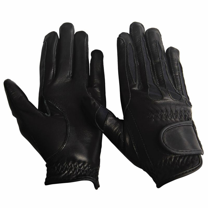 Equine Couture Girls Leather Summer Gloves Sm Blk