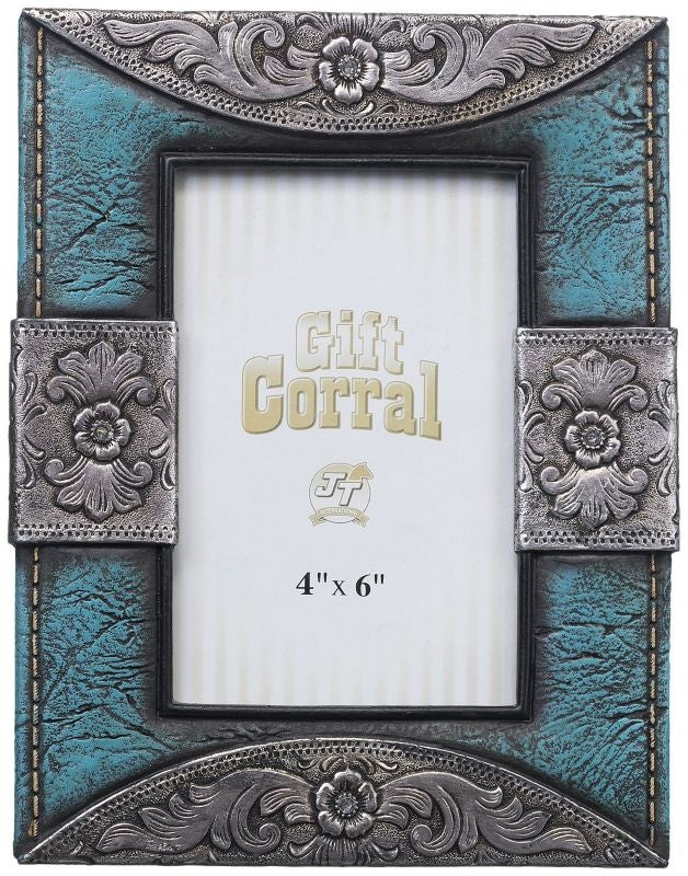 Leather Design Frame 4 x 6 Bk/Wh