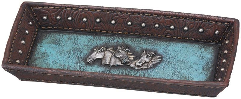 Leather Design Tray 4 x 8 1/2 x 1 Bk/Wh