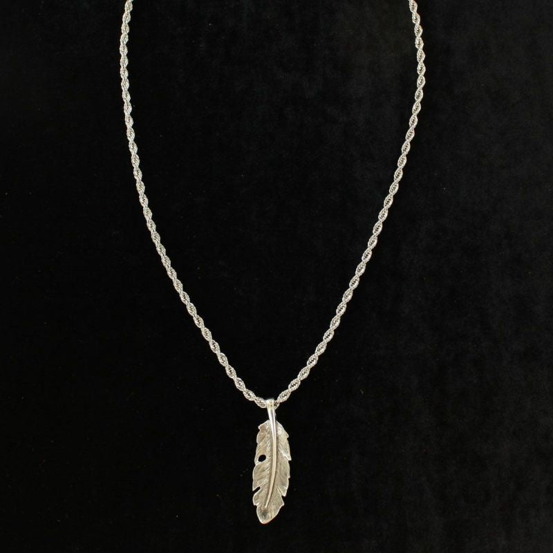 Twister Feather Twisted Chain Necklace 24 Bk/Wh