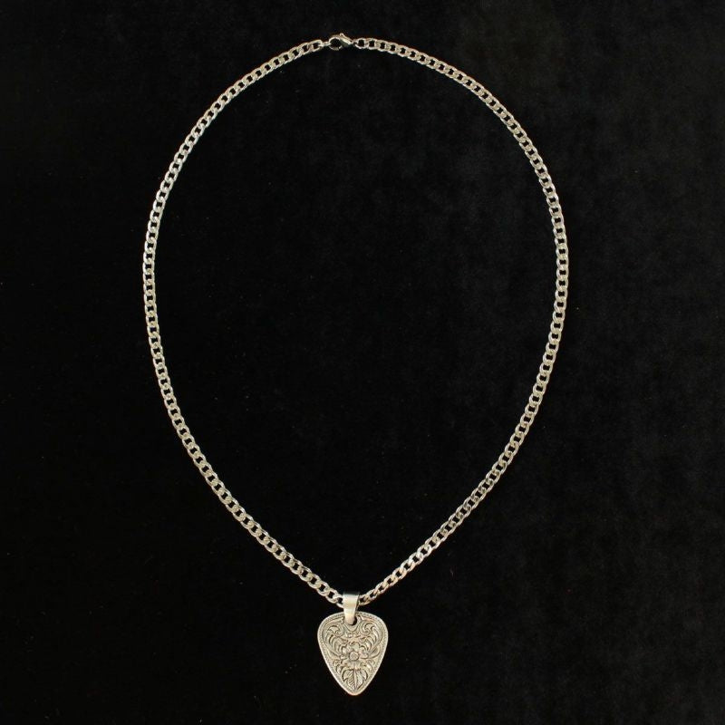 Twister Floral Guitar Pick Chain Necklace 22 Bk/Wh