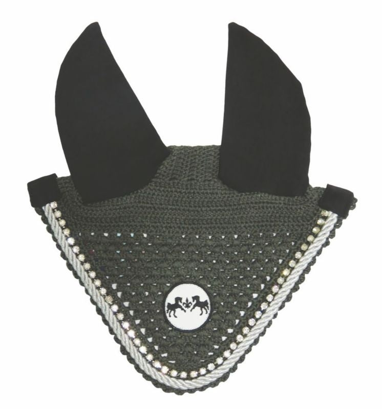 Fly Bonnet /Silver Rope/Crystals Cob Black