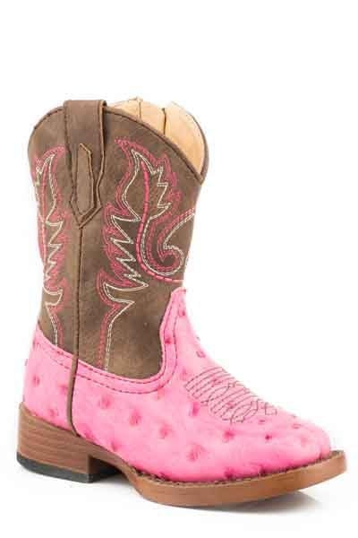 Roper Toddler Annabelle Ostrich Boots 5 Pnk/Brn