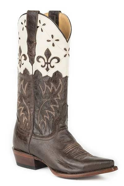 Stetson Ladies Mia Rnd Toe Tall Boots 6 Brn/Wht