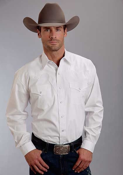 Stetson Mens Optic Poplin Long Sleeve Shirt