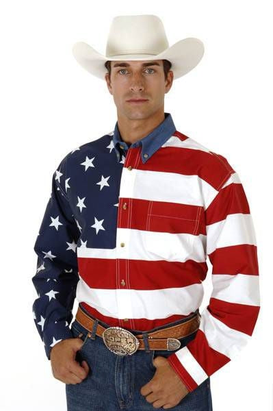 Roper Mens Stars Stripes Flag Button Shirt