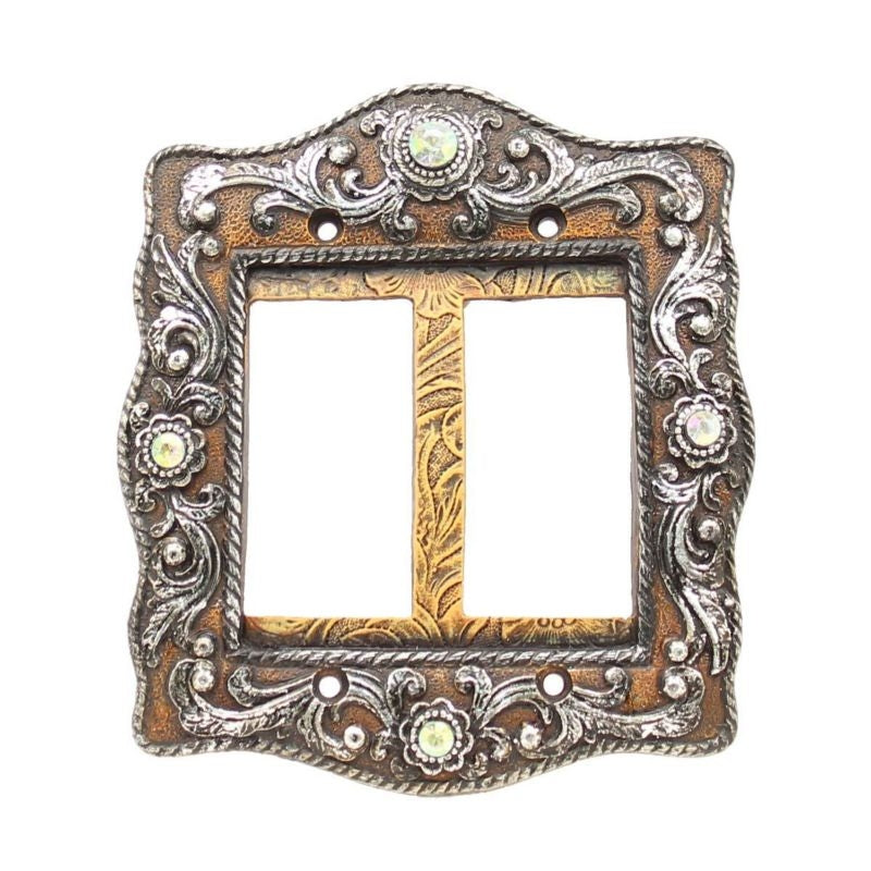 Western Moments Engraved Wide Double Switch Plate