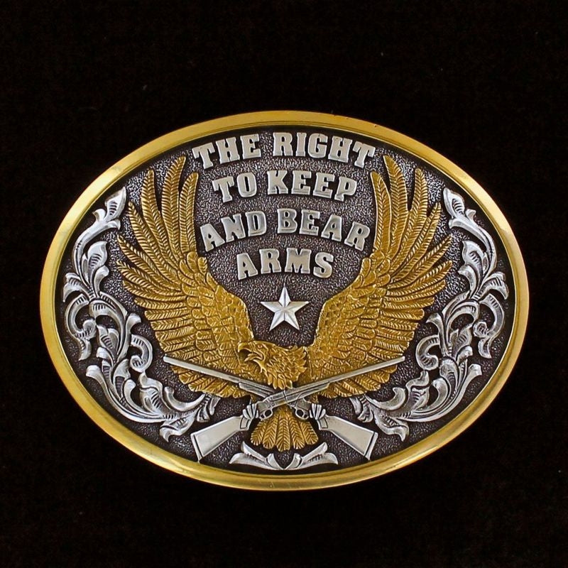 Nocona Oval Eagle Right To Bear Arms Buckle