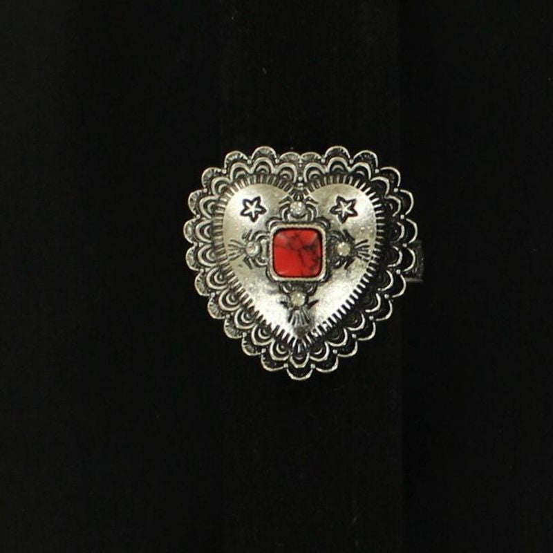 Blazin Roxx Engraved Heart RingRed