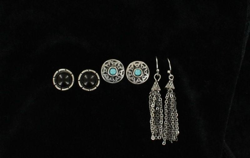 Blazin Roxx Trio Earrings SetBk/Wh