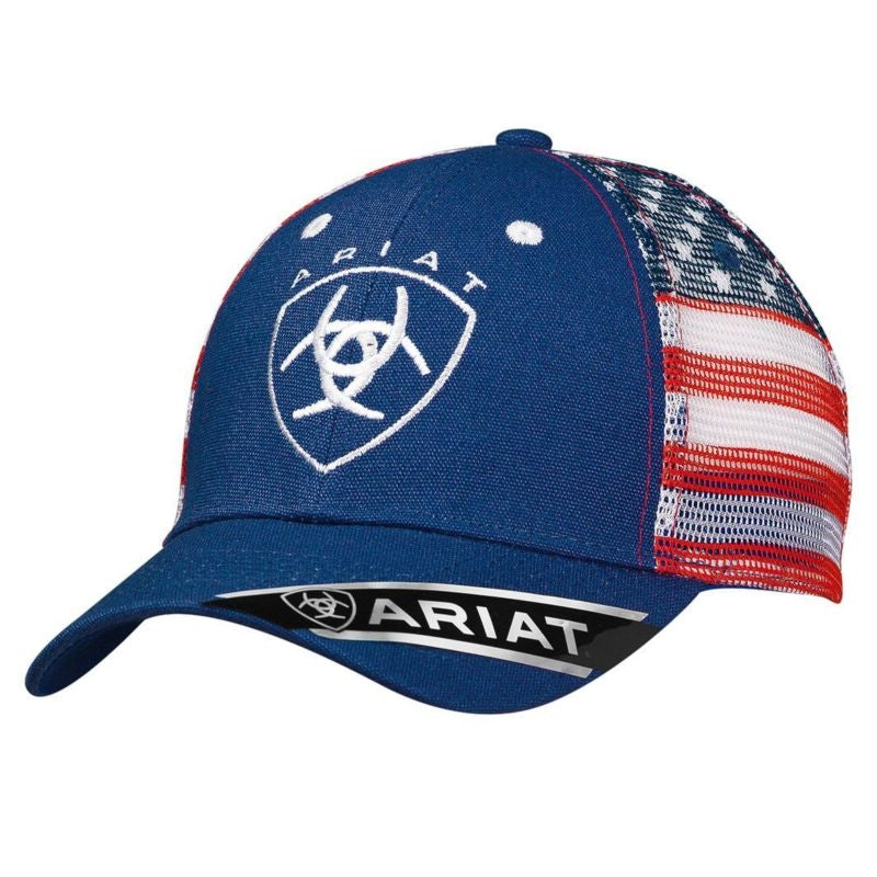 Ariat Mens Velcro Back American Mesh Cap Blue