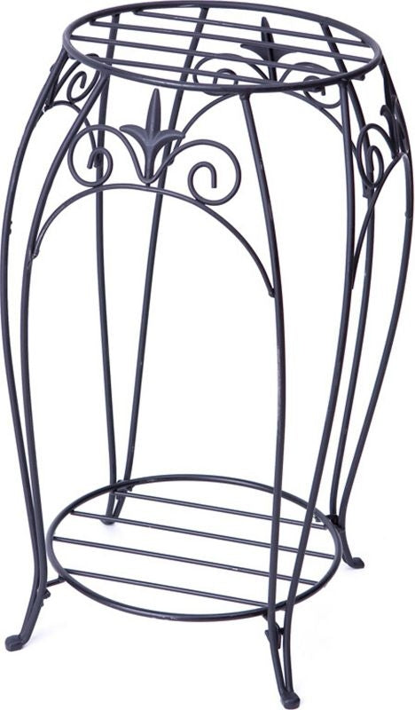 Double Plant Stand with Finial 20 Inch Black
