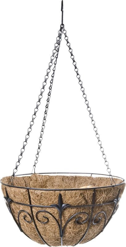 Finial Hanging Basket 14in Black
