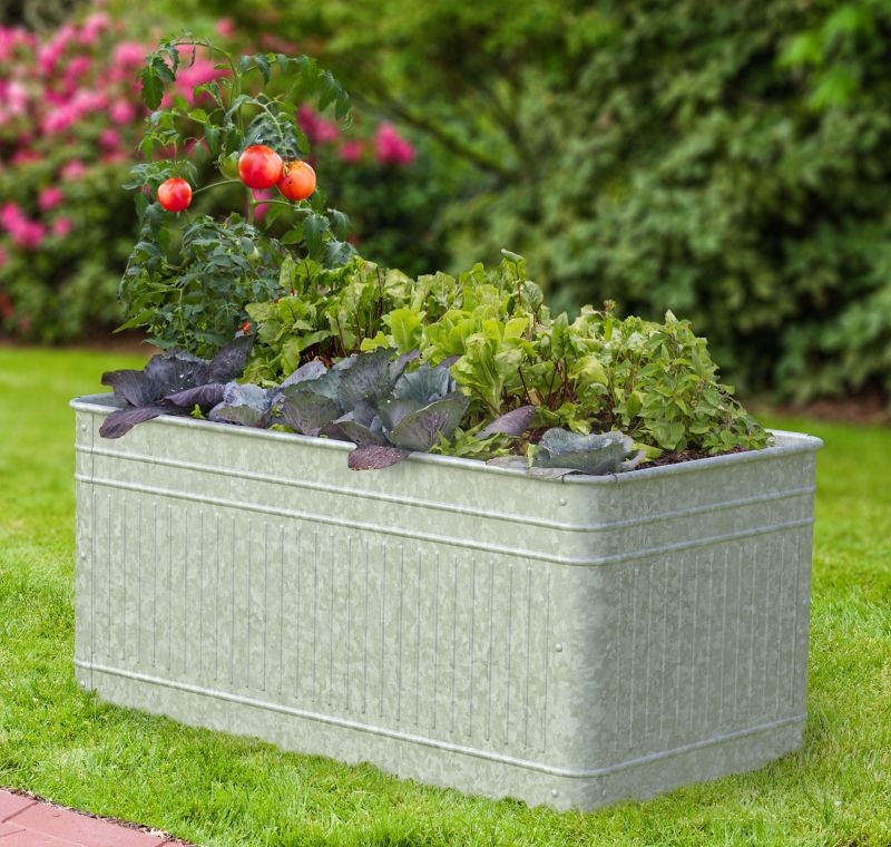 Raised Galvanized Trough Planter 40 X 22 X 18