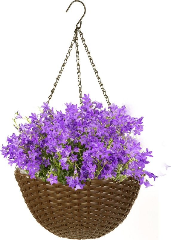 Resin Woven Hanging Basket 14in Grey