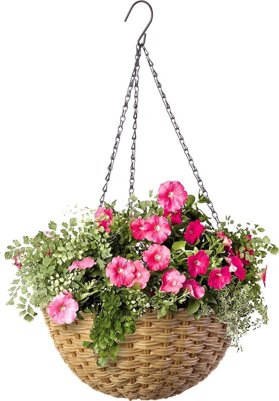 Resin Woven Hanging Basket 14in Grey