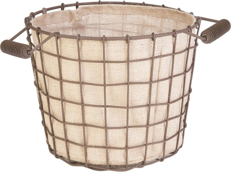 Woven Wire Bushel Basket with Liner 14in Rust