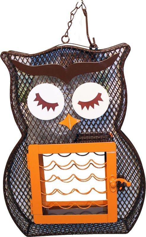 Owl Dual Suet And Seed Bird Feeder Brown/Orange