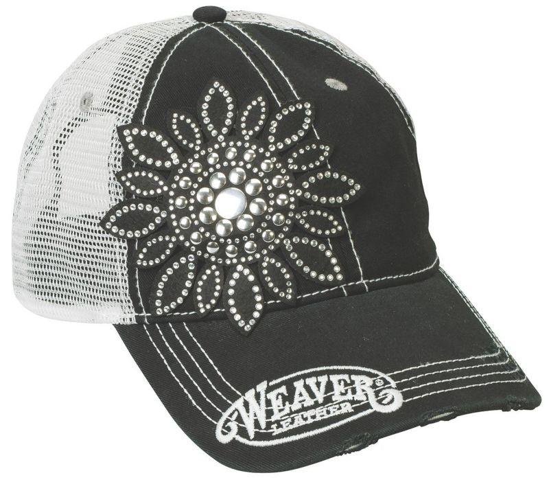 Weaver Ladies Crystal Flower Cap Black