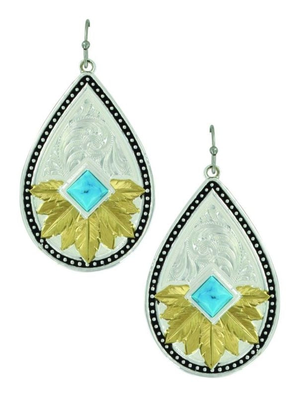 Feathered Desert Flower Turquoise Earrings