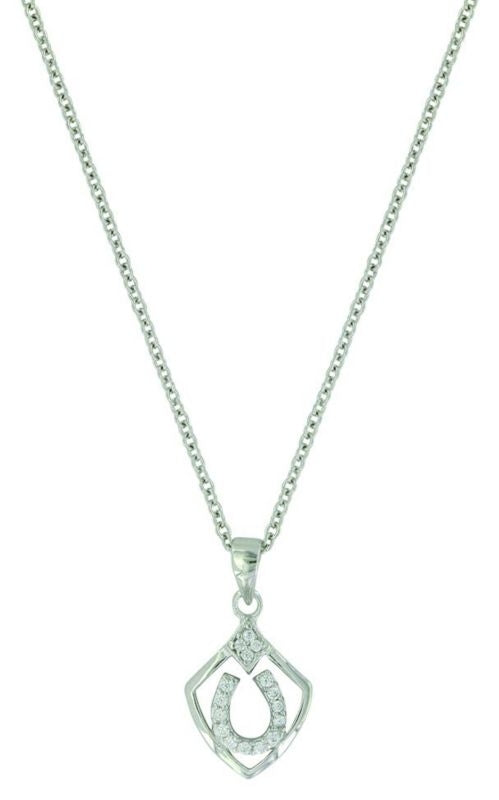 MontanaSilver Shielded In Horseshoes NecklaceBk/Wh
