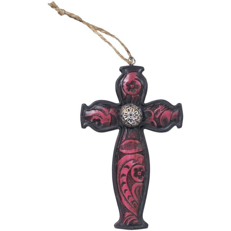 Orn Cross Lthr Print/Concho Brn