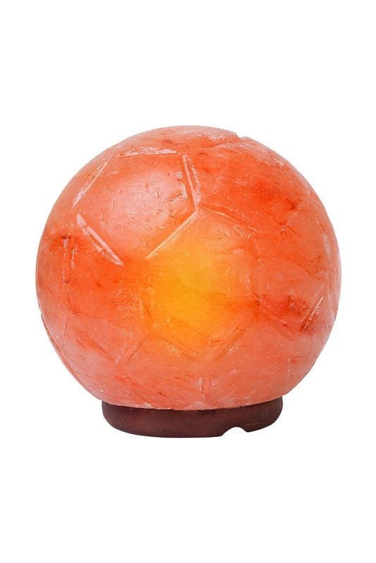 Himalayan Rock Salt Soccer Ball Lamp 8lbs Bk/Wh
