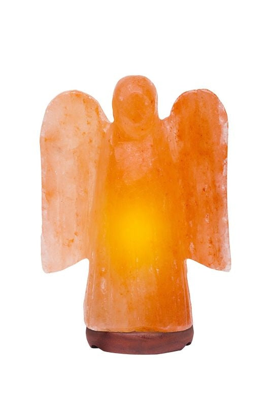 Himalayan Rock Salt Large Angel Lamp 7lbs Bk/Wh