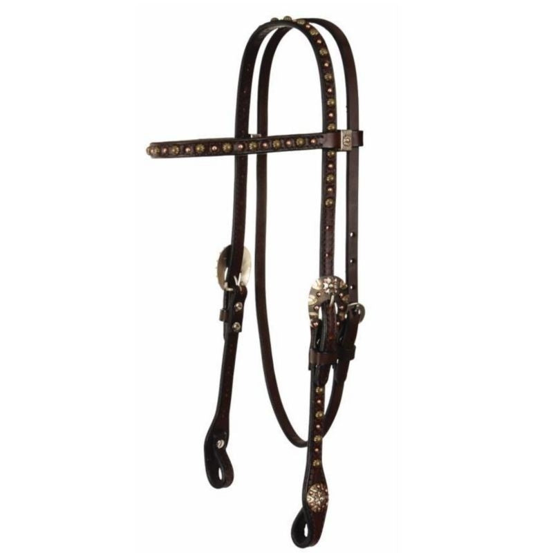 Bridle Leather Browband Headstall With Spots H Brn