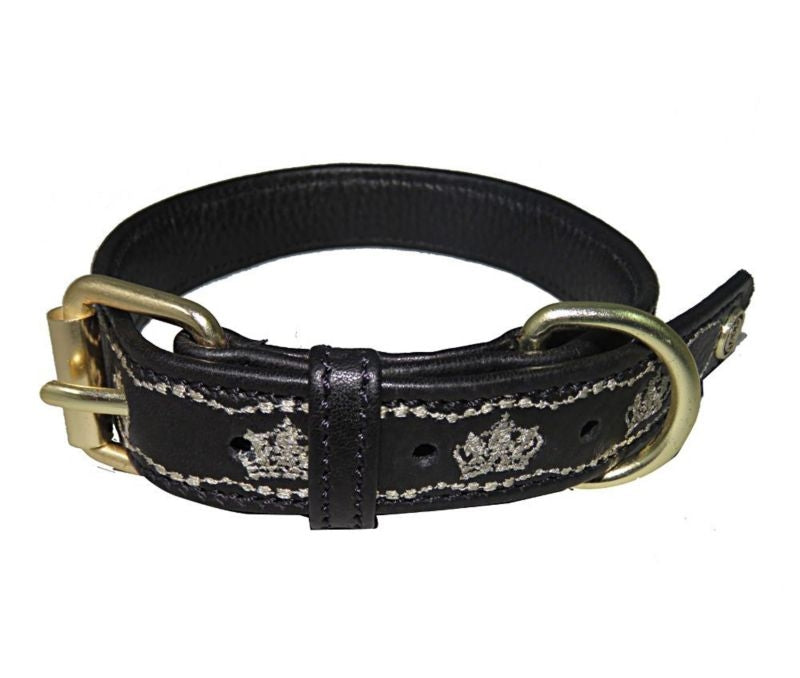 Halo Royal Leather Dog Collar LG Black/Safari