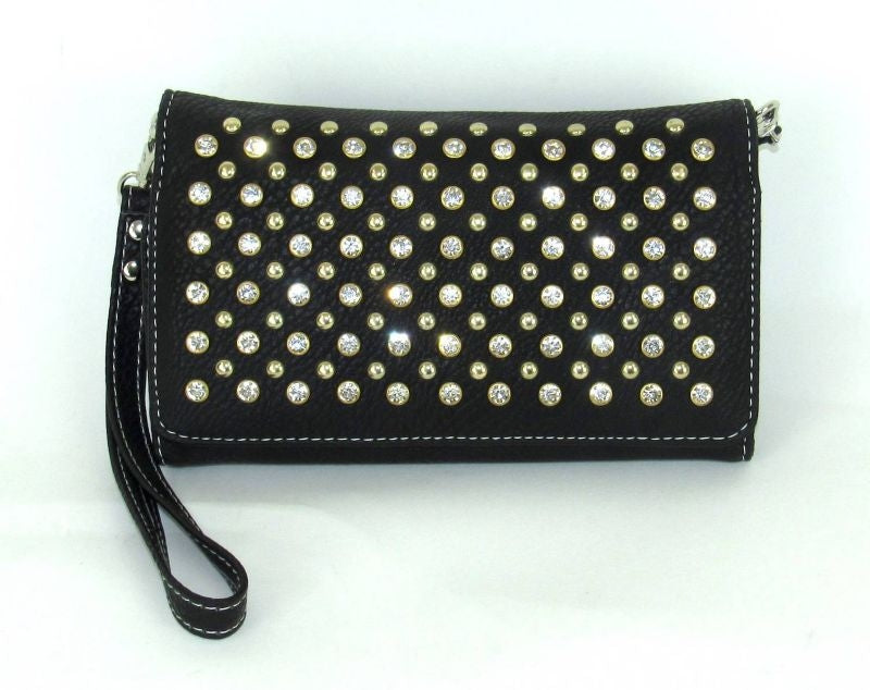 Savana Tri-Fold Wallet With Round Stone And Studs