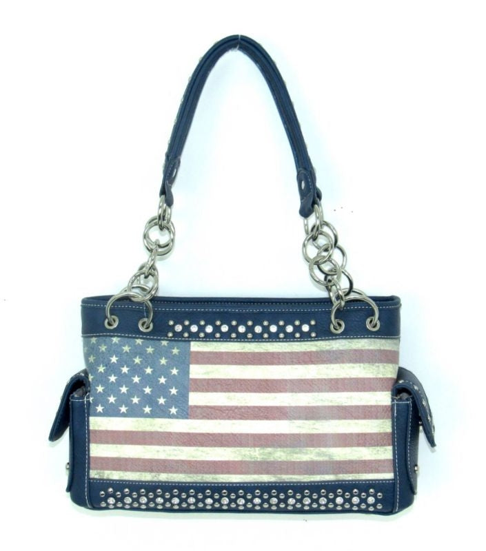 Savana Concealed Carry American Flag Handbag Blue