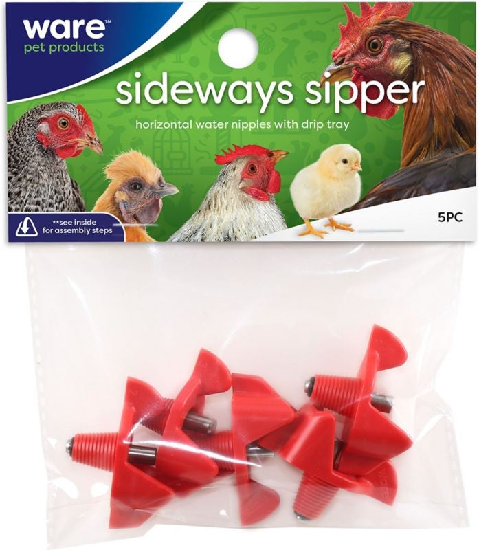 Sideways Sipper Horizontal Water Nipples 5Pk Red